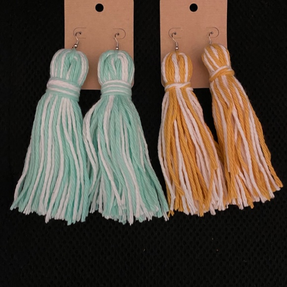 Yarn Tassel Earrings - Picture 4 of 4
